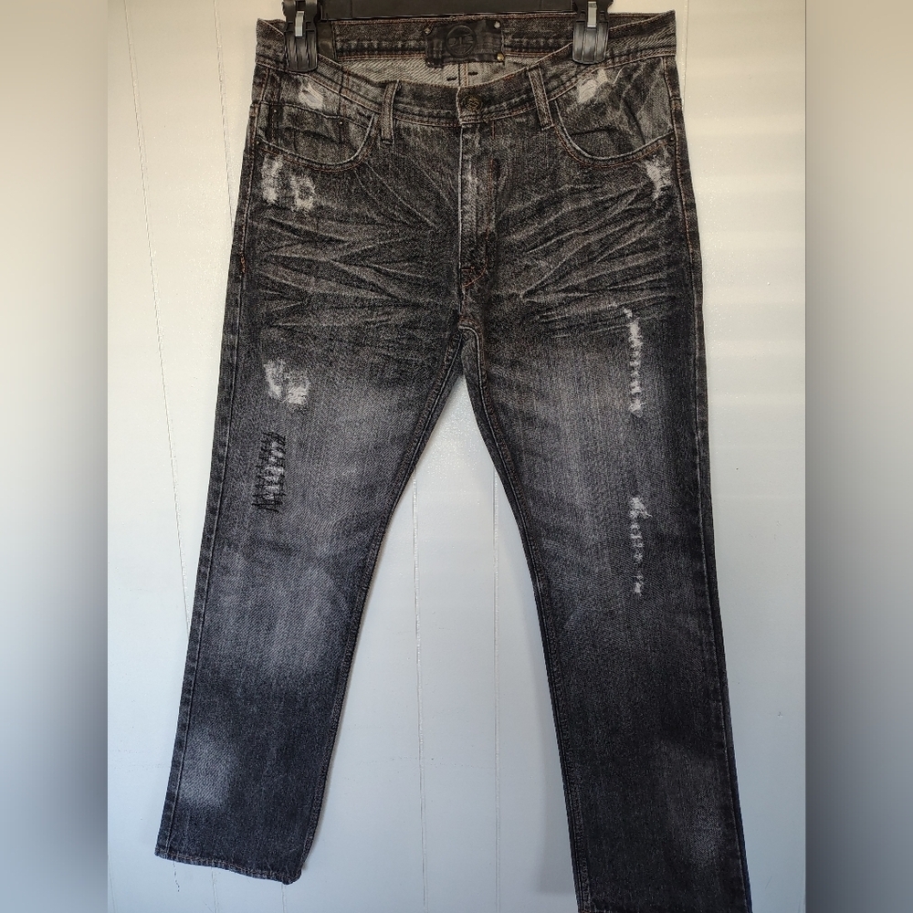 Legacy Edition Distressed Black Jeans for Men Size 34/32